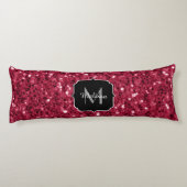 Coussins Longs Monogramme rose foncé magenta faux scintillants (Dos)
