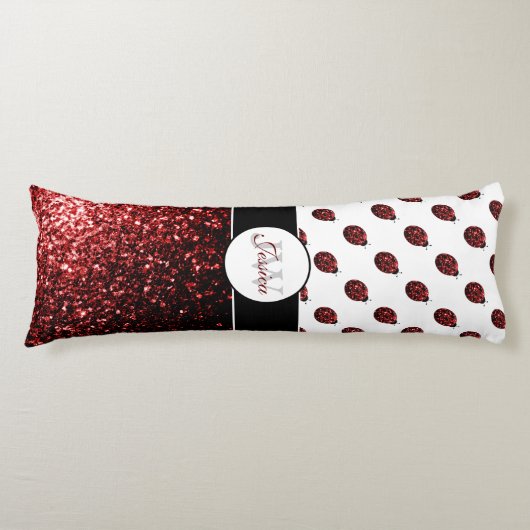 Coussins Longs Monogramme rouge foncé coccinelle faux parties sci (Devant)
