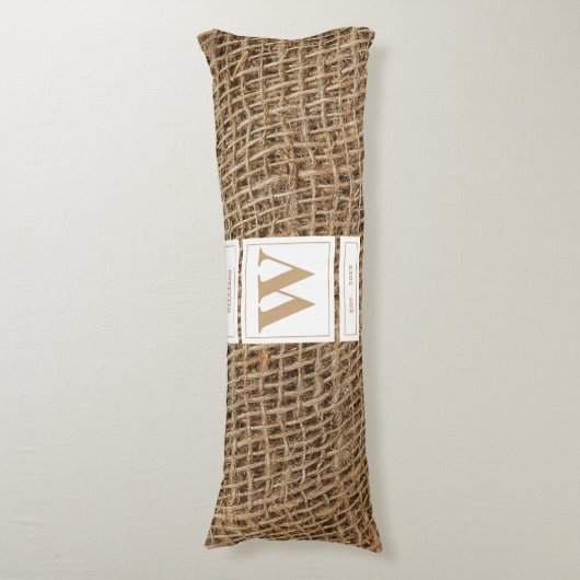 Coussins Longs Monogramme Russe de Burlap initial (Devant (Vertical))