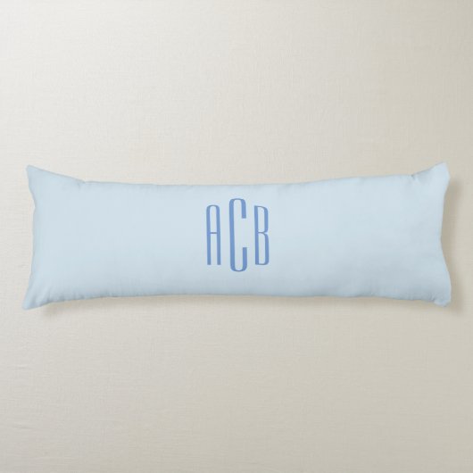 Coussins Longs Monogramme simple bleu à trois lettres (Devant)