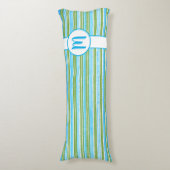 Coussins Longs Monogramme turquoise, bleu, vert et blanc (Devant (Vertical))
