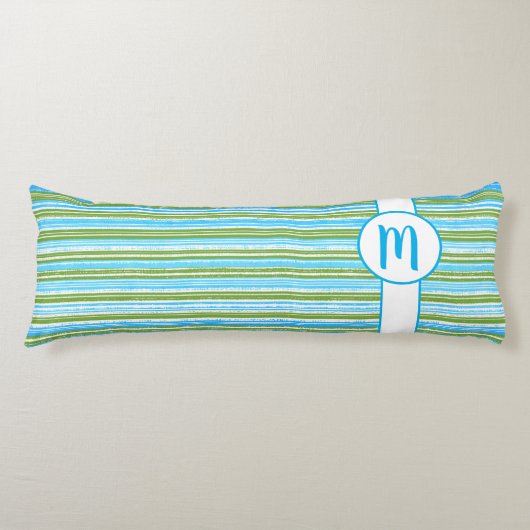 Coussins Longs Monogramme turquoise, bleu, vert et blanc (Devant)