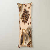 Coussins Longs Morning, sleepy coffee bean funny relatable coffee (Dos (Vertical))