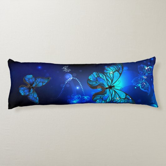 Coussins Longs Morpho Butterfly in the Dark Background (Dos)