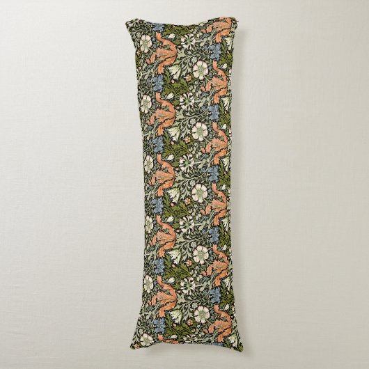 Coussins Longs Morris BlackBackground 1896 Compton Floral Pattern (Devant (Vertical))