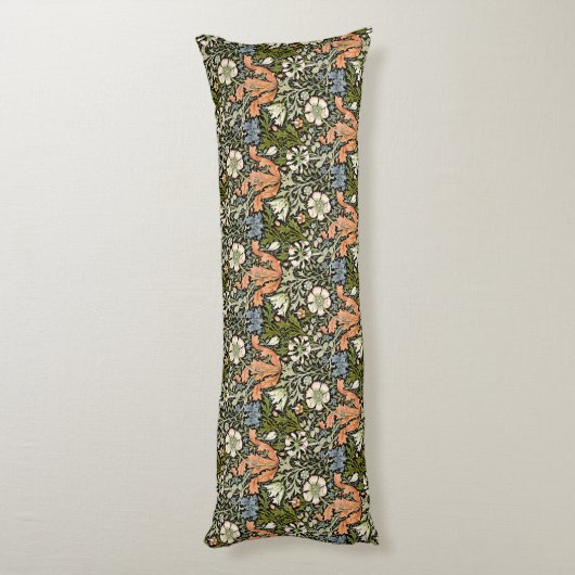Coussins Longs Morris BlackBackground 1896 Compton Floral Pattern (Dos (Vertical))