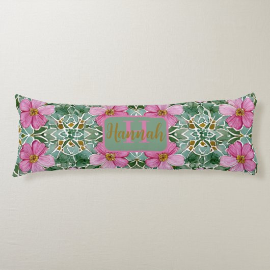 Coussins Longs Mosaïque du jardin rose (Devant)