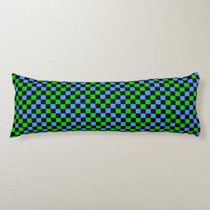Coussins Longs Motif à carreaux bleu vert et noir