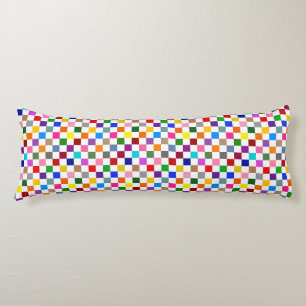 Coussins Longs Motif à carreaux coloré blanc