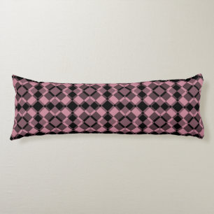 Coussins Longs Motif à carreaux et argyle rose et noir