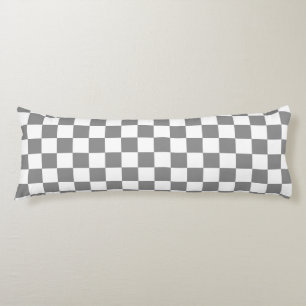 Coussins Longs Motif à carreaux gris cendré et blanc