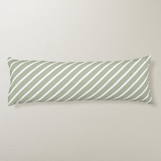 Coussins Longs Motif à cinq bandes vert et blanc olive (Dos)