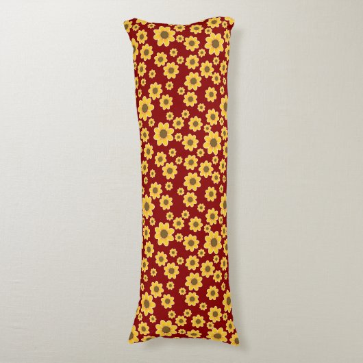 Coussins Longs Motif à fleurs jaunes | Motif de marguerite jaune (Devant (Vertical))