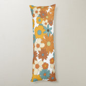 Coussins Longs Motif à fleurs rétro coloré (Dos (Vertical))