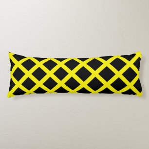 Coussins Longs Motif à rayures diamantées à carreaux jaune et noi