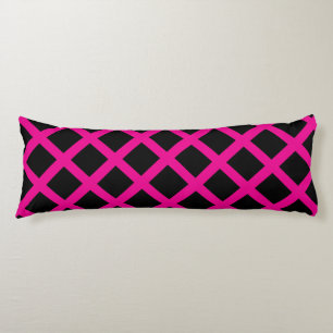 Coussins Longs Motif à rayures diamantées à carreaux rose noir