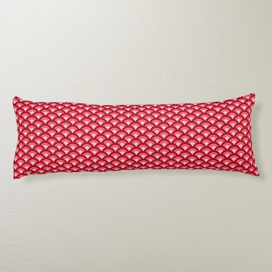Coussins Longs Motif à vagues Art déco - rouge et fuchsia (Dos)