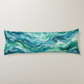 Coussins Longs Motif Abstrait Aquarelle Océan Sarcelle (Dos)