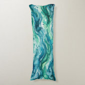 Coussins Longs Motif Abstrait Aquarelle Océan Sarcelle (Devant (Vertical))