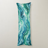 Coussins Longs Motif Abstrait Aquarelle Océan Sarcelle (Dos (Vertical))