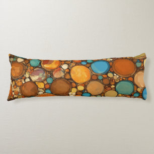 Coussins Longs motif abstrait : cercles bruns