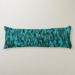 Coussins Longs Motif Abstrait Sarcelle Noir