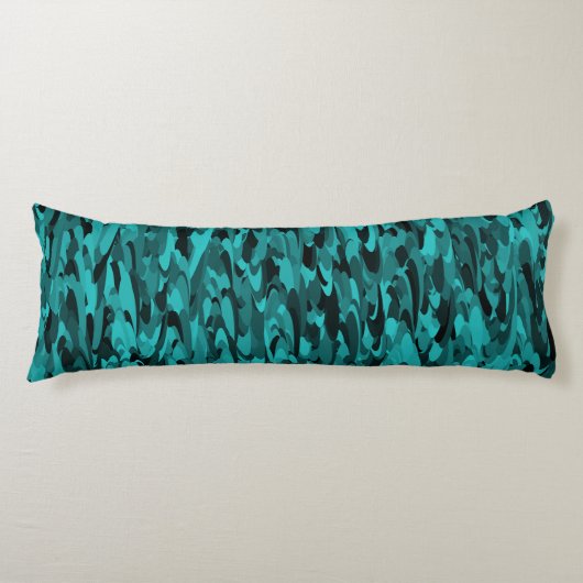 Coussins Longs Motif Abstrait Sarcelle Noir (Devant)