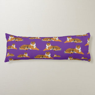 Coussins Longs Motif animalier de tigre de jungle orange violet
