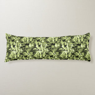 Coussins Longs Motif aquarelle en vert Abstrait contemporain