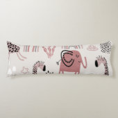 Coussins Longs motif avec de mignons éléphants et girafes géant (Devant)