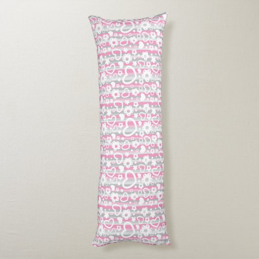 Coussins Longs Motif avec des coeurs et des fleurs (Dos (Vertical))