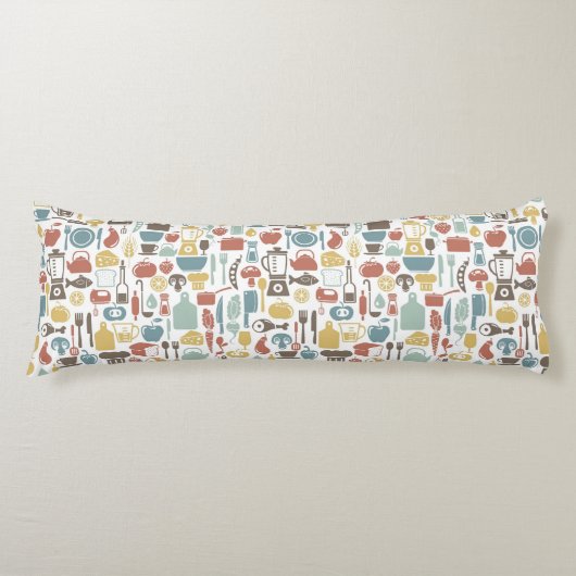 Coussins Longs Motif avec des icônes de cuisine (Devant)