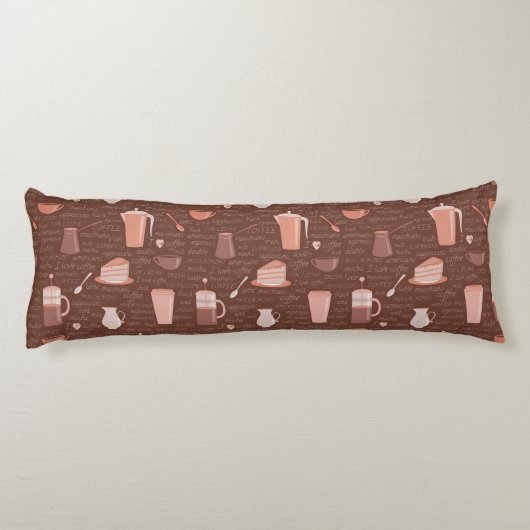Coussins Longs Motif avec les éléments relatifs de café (Dos)