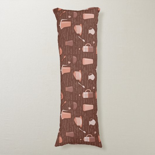 Coussins Longs Motif avec les éléments relatifs de café (Devant (Vertical))