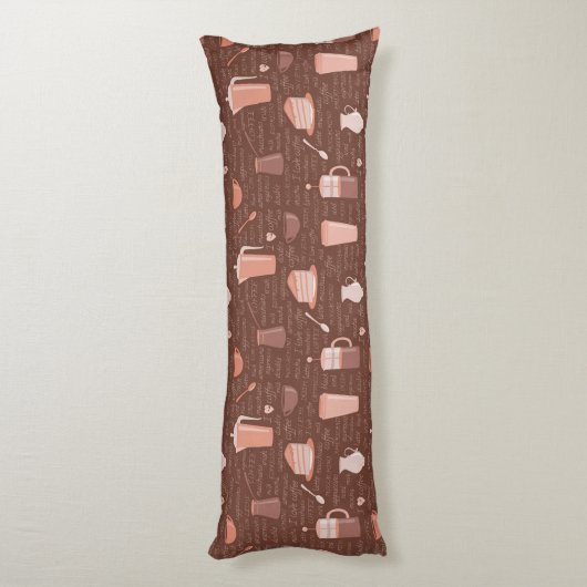 Coussins Longs Motif avec les éléments relatifs de café (Dos (Vertical))