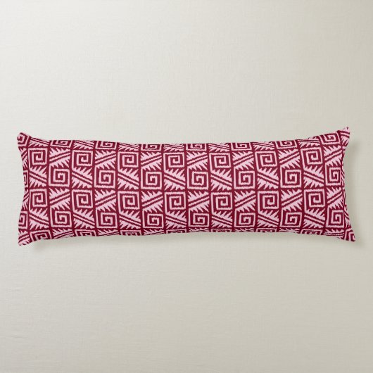 Coussins Longs Motif aztèque Ikat - Bordeaux et rose (Dos)