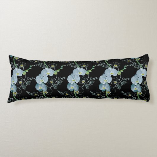 Coussins Longs Motif blanc d'orchidées d'aquarelle (Devant)
