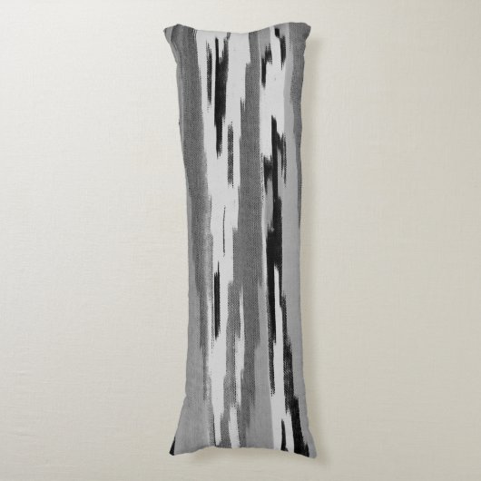 Coussins Longs Motif blanc noir abstrait moderne d'ikat (Devant (Vertical))