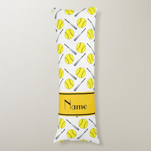 Coussins Longs Motif blanc nommé personnalisé du base-ball (Devant (Vertical))