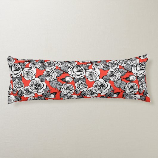 Coussins Longs Motif blanc roses (Dos)