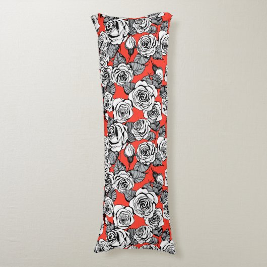 Coussins Longs Motif blanc roses (Devant (Vertical))