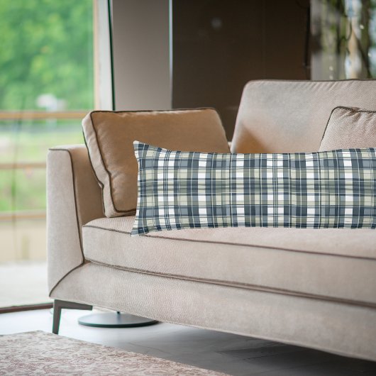 Coussins Longs Motif blanc vert Denim Blue Sage