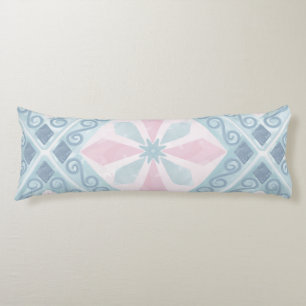 Coussins Longs motif bleu en forme de diamant