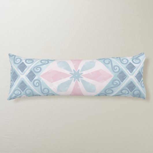 Coussins Longs motif bleu en forme de diamant (Devant)