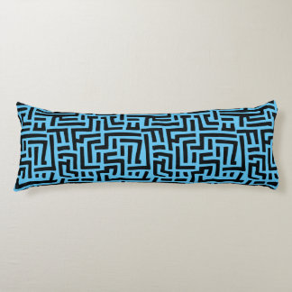 Coussins Longs Motif Bleu Et Noir | Motif De Labyrinthe Géométriq