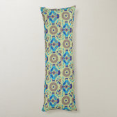 Coussins Longs motif bleu et vert sur arrière - plan vert (Dos (Vertical))