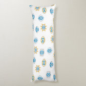 Coussins Longs Motif bleu, or et blanc de l'oeil grec Mati (Dos (Vertical))