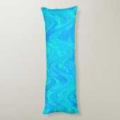 Coussins Longs Motif bleu vert marbré (Dos (Vertical))