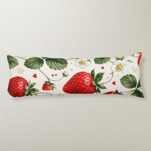 Coussins Longs Motif botanique de fraise sans couture de style vi