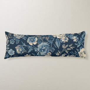 Coussins Longs Motif botanique floral vintage bleu marine